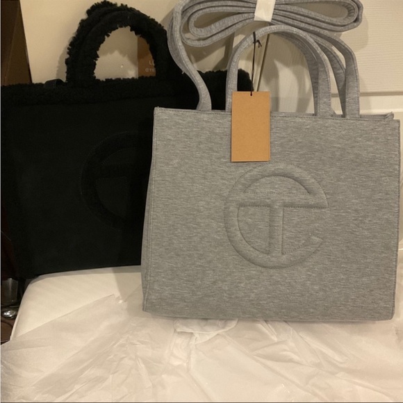🆕UGG X TELFAR MEDIUM SHOPPER SHEARLING & SUEDE BLACK TOTE BAG - Picture 9 of 16